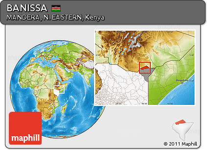 Physical Location Map of BANISSA, highlighted country, highlighted parent region