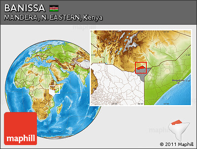 Physical Location Map of BANISSA, highlighted country, highlighted parent region