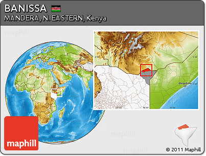 Physical Location Map of BANISSA, highlighted country, highlighted parent region