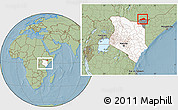 Savanna Style Location Map of BANISSA, highlighted country, highlighted parent region, within the entire country, hill shading