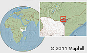 Savanna Style Location Map of BANISSA, highlighted country, highlighted parent region, hill shading