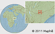 Savanna Style Location Map of BANISSA, hill shading