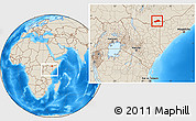Shaded Relief Location Map of BANISSA, within the entire country