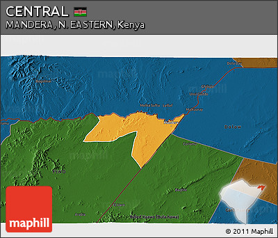 Political 3D Map of CENTRAL, darken
