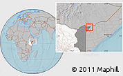 Gray Location Map of CENTRAL, highlighted country, highlighted grandparent region, hill shading