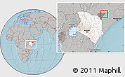 Gray Location Map of CENTRAL, highlighted country, highlighted parent region, within the entire country, hill shading