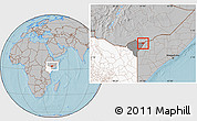 Gray Location Map of CENTRAL, highlighted country, highlighted parent region, hill shading