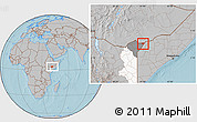 Gray Location Map of CENTRAL, highlighted parent region, highlighted grandparent region, hill shading