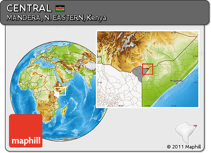 Physical Location Map of CENTRAL, highlighted country, highlighted parent region