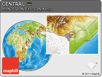 Physical Location Map of CENTRAL, highlighted country, highlighted parent region
