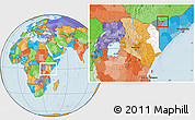 Political Location Map of CENTRAL, highlighted parent region, highlighted grandparent region, within the entire country