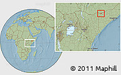 Savanna Style Location Map of CENTRAL, within the entire country, hill shading