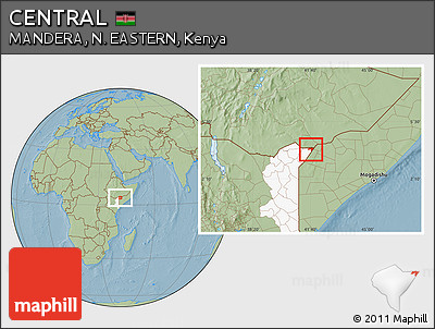 Savanna Style Location Map of CENTRAL, highlighted grandparent region, hill shading