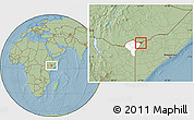 Savanna Style Location Map of CENTRAL, highlighted parent region, hill shading