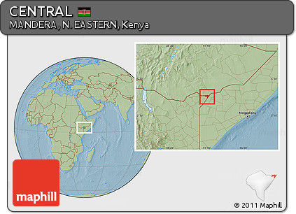 Savanna Style Location Map of CENTRAL, hill shading