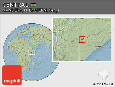 Savanna Style Location Map of CENTRAL, hill shading