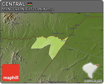 Physical Map of CENTRAL, darken