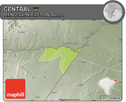 Physical Map of CENTRAL, semi-desaturated