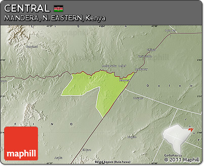Physical Map of CENTRAL, semi-desaturated