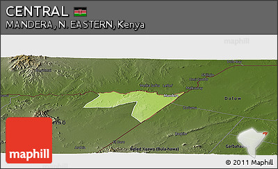 Physical Panoramic Map of CENTRAL, darken
