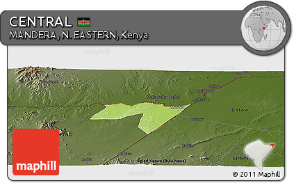 Physical Panoramic Map of CENTRAL, darken