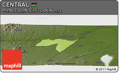 Physical Panoramic Map of CENTRAL, darken
