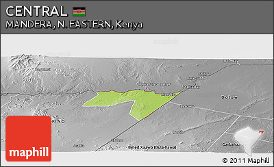 Physical Panoramic Map of CENTRAL, desaturated
