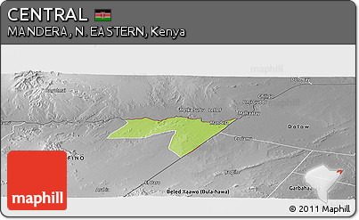 Physical Panoramic Map of CENTRAL, desaturated