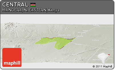Physical Panoramic Map of CENTRAL, lighten, semi-desaturated
