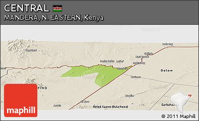Physical Panoramic Map of CENTRAL, shaded relief outside