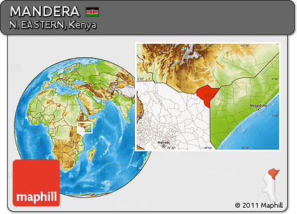 Physical Location Map of MANDERA, highlighted country