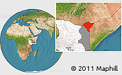 Satellite Location Map of MANDERA, highlighted country, highlighted parent region