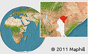 Satellite Location Map of MANDERA, highlighted parent region