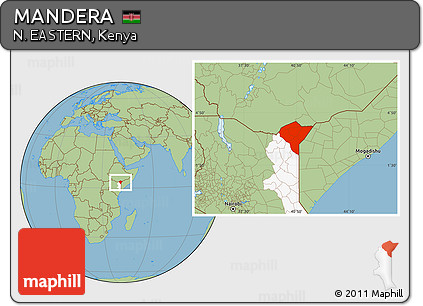 Savanna Style Location Map of MANDERA, highlighted parent region