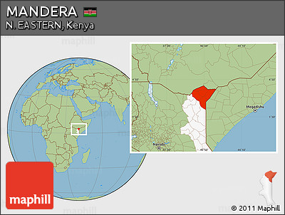 Savanna Style Location Map of MANDERA, highlighted parent region