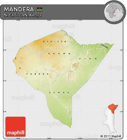 Physical Map of MANDERA, single color outside