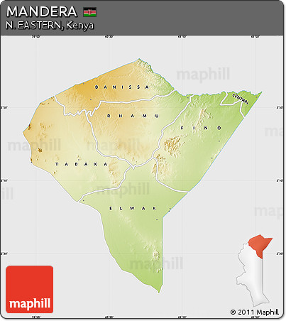 Physical Map of MANDERA, single color outside