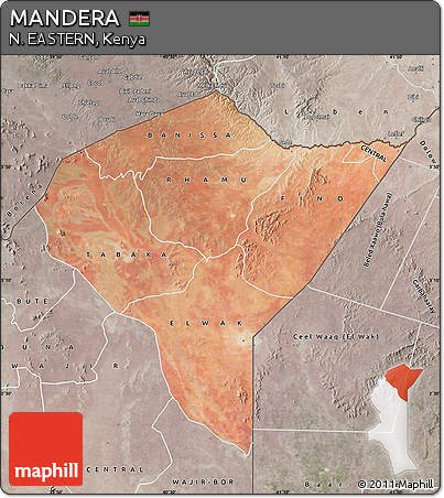 Satellite Map of MANDERA, semi-desaturated
