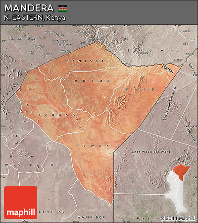 Satellite Map of MANDERA, semi-desaturated