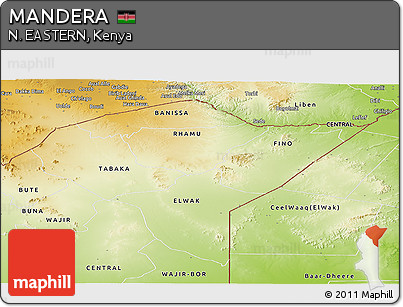 Physical Panoramic Map of MANDERA