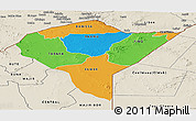 Political Panoramic Map of MANDERA, shaded relief outside