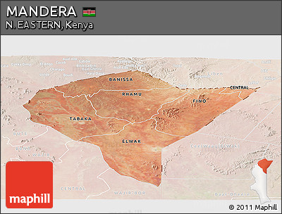Satellite Panoramic Map of MANDERA, lighten