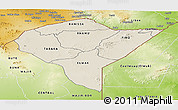 Shaded Relief Panoramic Map of MANDERA, physical outside