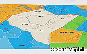 Shaded Relief Panoramic Map of MANDERA, political shades outside