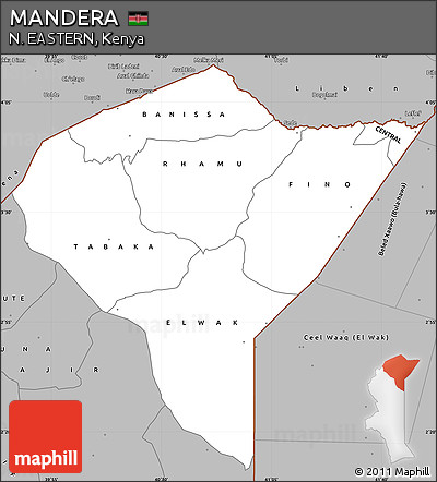 Gray Simple Map of MANDERA