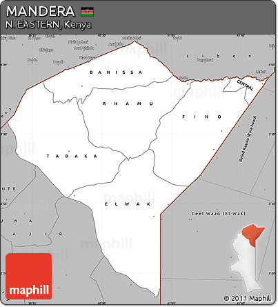 Gray Simple Map of MANDERA