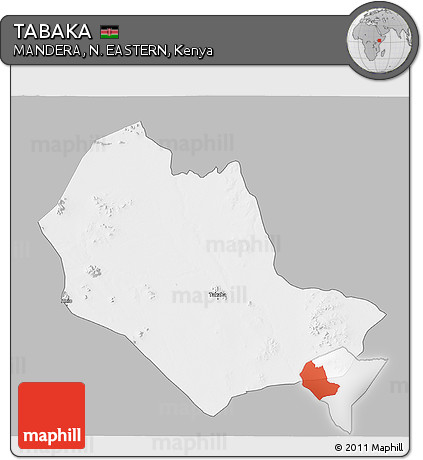 Gray 3D Map of TABAKA, single color outside