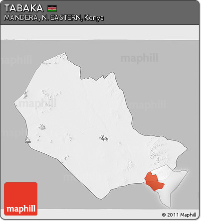 Gray 3D Map of TABAKA, single color outside