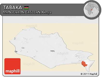 Classic Style Panoramic Map of TABAKA, single color outside