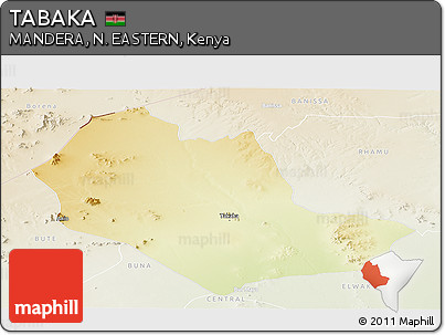 Physical Panoramic Map of TABAKA, lighten